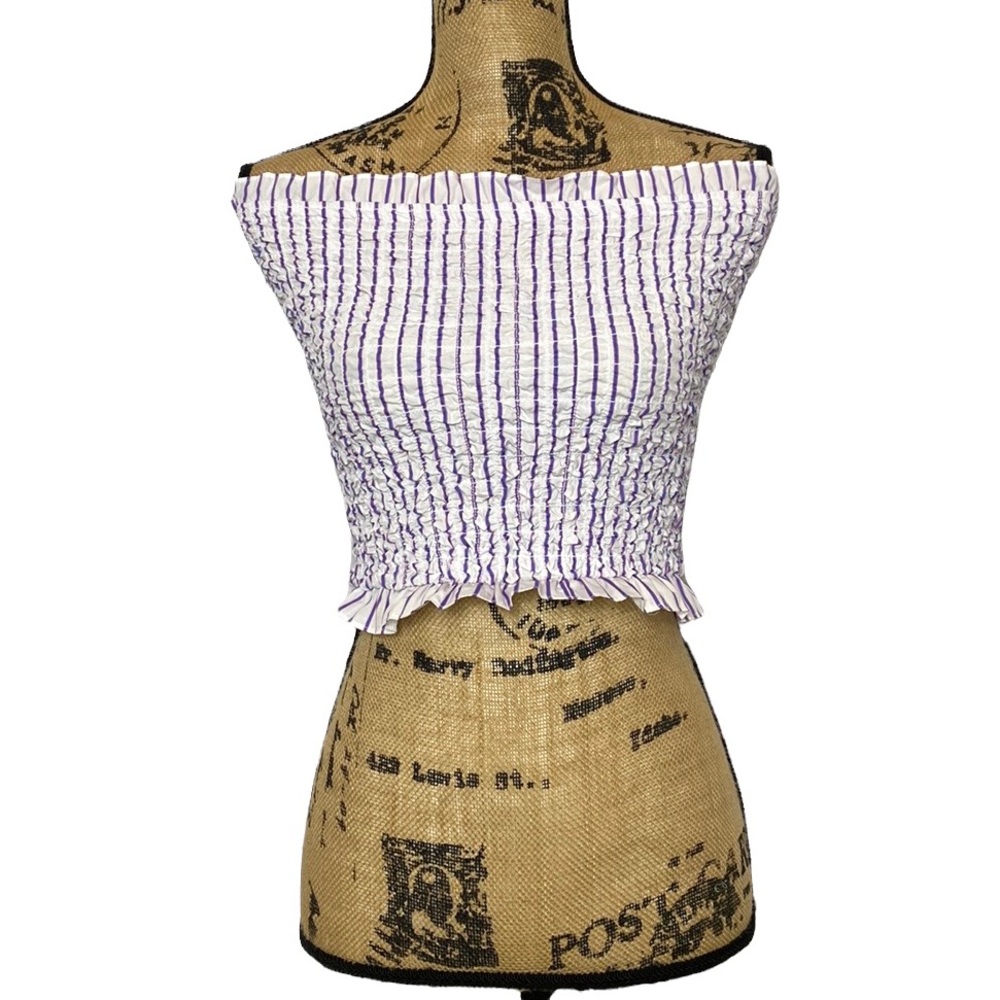 NWT Petersen Polly Purple Hatter Strapless Elastic Tube Top XS